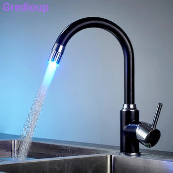 

Torneira Para Cozinha LED Sink Brass Kitchen Faucet Stream Deck Mount Single Handle Kitchen Tap Faucet Hot Cold Water Mixer Taps