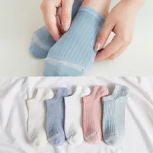 Harajuku/носки в Корейском стиле для женщин; милые короткие летние хлопковые носки в полоску; moda mujer; 5 пар