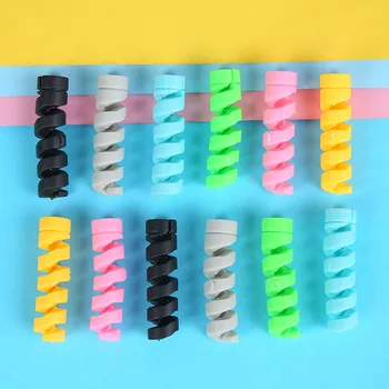 

400pcs Spiral Cable protector Data Line Silicone Bobbin winder Protective For iphone Samsung Android USB Charging earphone Case