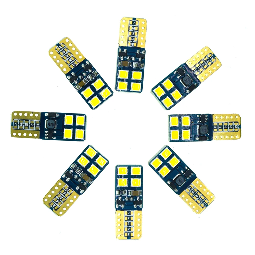 Светодиодная автомобильная лампа 10xvoiture 168 194 12В 30В 8smd 2835 8led t10 w2w w5w canbus безотказный