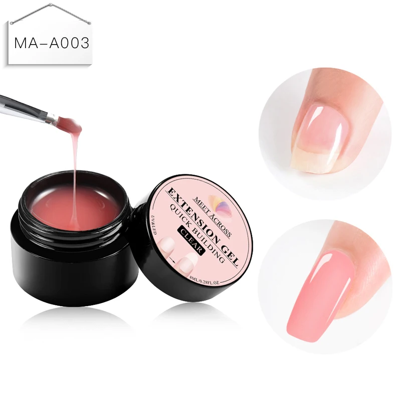 MEET ACROSS 8ML Quick Extension Nail Gel Polish Clear Pink Nail Lacquer UV LED Poly Extension Gel Varnish - Цвет: TS00717