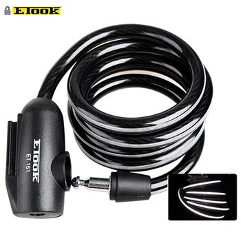 

ETOOK Steel Cable Spiral Bike Cycling Bicycle Lock E-bike Scooter Lock Reflective Strips 1500 mm x 12mm Bicycle Security Lock