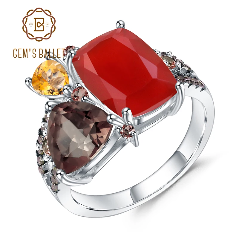 GEM'S балетное кольцо с натуральным карнаянским драгоценным камнем, 925 пробы Серебряное кольцо ручной работы, красочные современные кольца оригинальной формы для женщин, бижутерия
