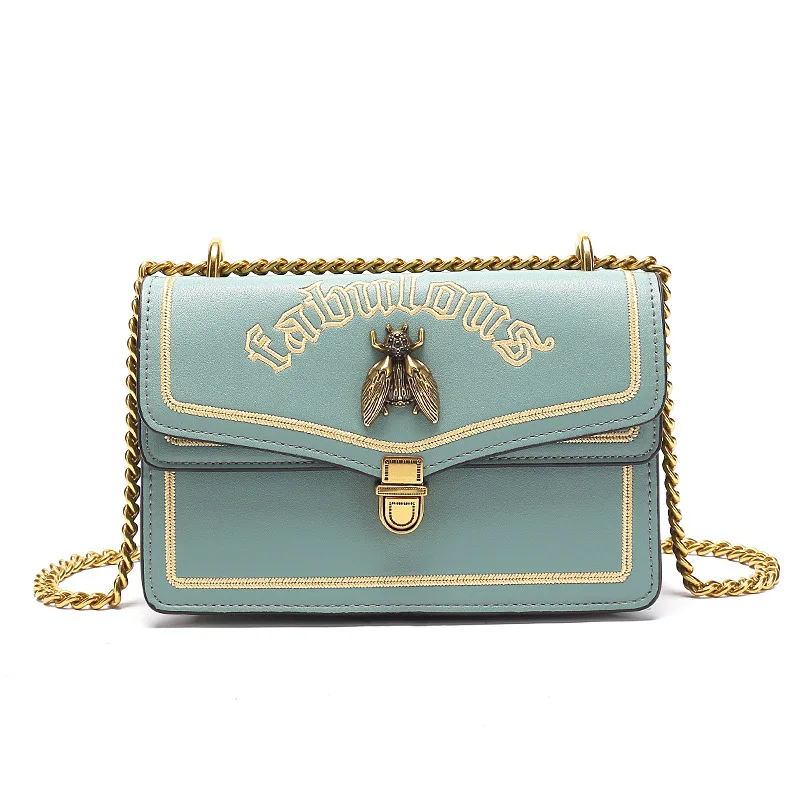 

2018 Autumn And Winter New Style Fashion Korean-style Versatile Shoulder Bag Chain Shoulder Bag Embroidered Bees Hong Kong Style