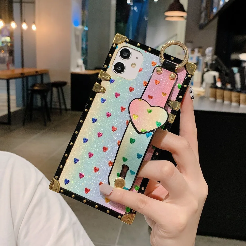 

Luxury Exquisite glitter love wristband case for iPhone 12 MINI 11 Pro X XR XS Max 7 8 6 6s Plus for women back cover