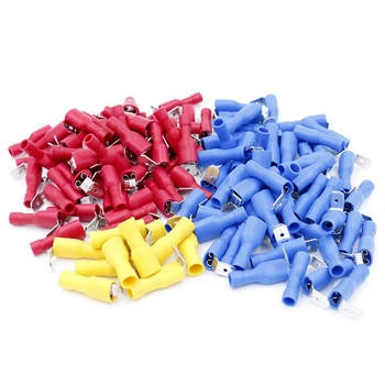 

140Pcs 22-16/16-14/12-10 Gauge Semi-Insulated Piggy Back Spade Quick Splice Crimp Terminals Connectors Assortment Kit
