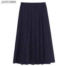 JAYCOSIN милые женские милые юбки, женская модная школьная форма, однотонная плиссированная юбка, студенческий стиль, элегантные вечерние длинные юбки