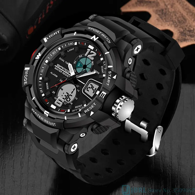 SANDA Brand Wrist Watch Men Watches Military Army Sport Outdoor Wristwatch Dual Display Male Watch For Men Clock Waterproof Hour