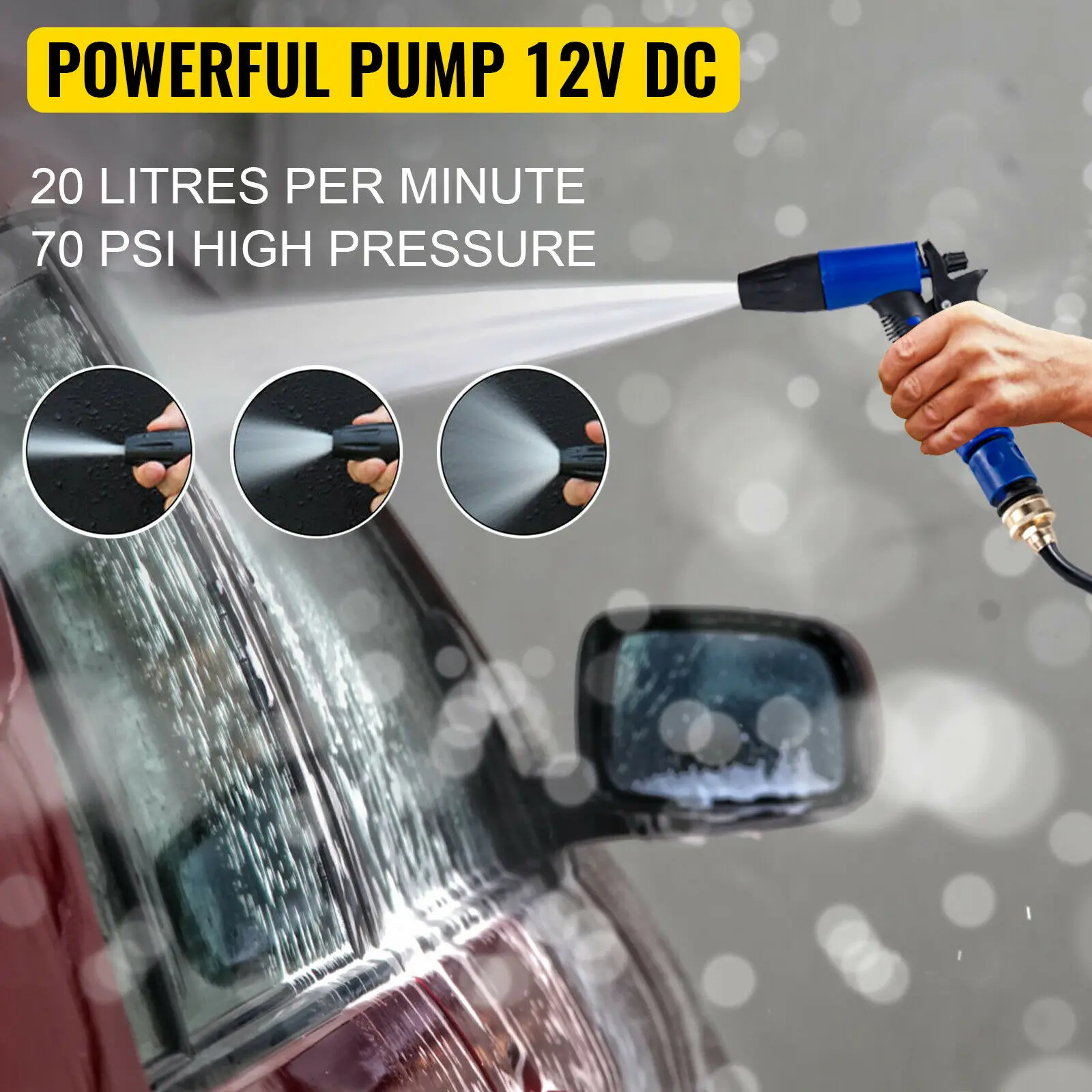 SucceBuy 5.5 GPM Washdown Pump Deck Wash Pump Kit 12V 70PSI Boat Marine Yacht RV Water Pump 25Ft Hose Automatic Diaphragm