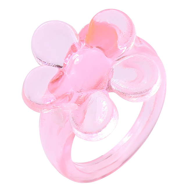 Korea Colorful Fashion Resin Fruit Ring Set Metal Geometric Irregular Open Rings for Women Party Wedding Jewelry Ring Set