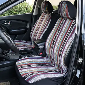 

4 Pcs/Set Car Front Seat Cover Universal Color Strip Auto Chair Cover Four Season Car Seat Protector
