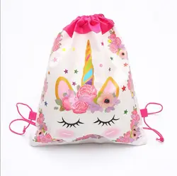 Сумка-мешок с изображением единорогов для девочек дорожные сумки для хранения посылка мультфильм школьные рюкзаки Детские сувениры для