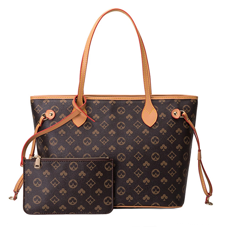

Vintage Classic Printing Tote Bag PU Leather Large Capacity Shoulder Bag Ladies And Mother Bag Wild Fashion Shopping Bag