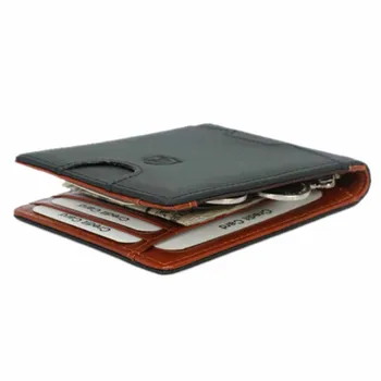

Genuine Leather Mens Slim Wallet RFID Blocking ID Card Holder