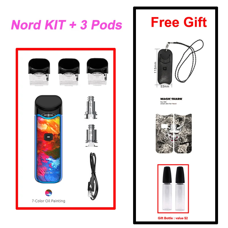 SMOK Nord Pod Vape ручка 1100 мАч батарея 3 мл Pod система сетка катушка электронная сигарета Pod Комплект Испаритель VS SMOK NOVO Minifit - Цвет: 7-Color Oil Painting