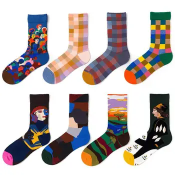 

Unisex Streetwear Art Picture Woman Socks Cotton for Spingr Autumn and Winter Funny Socks Women Hip Hop Calcetines Mujer B0052