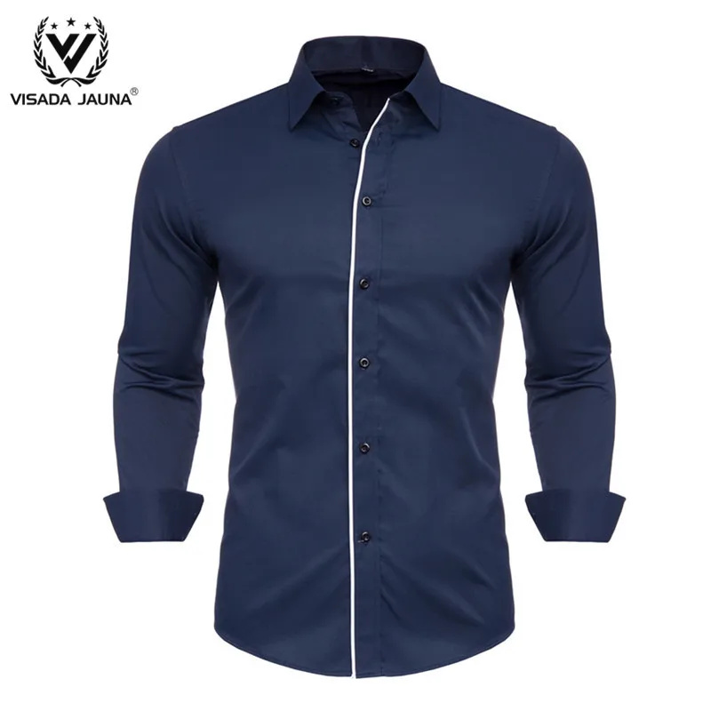 VISADA JUANA 2019 мужские рубашки весна осень модная брендовая деловая рубашка с коротким рукавом с отложным воротником мужские рубашки Y144