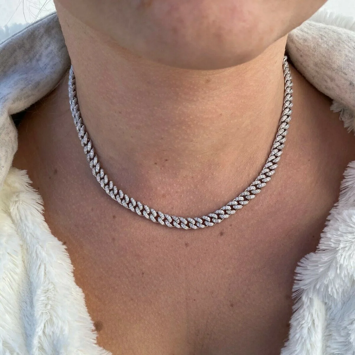 6.5MM Width thin cz cuban link chain 