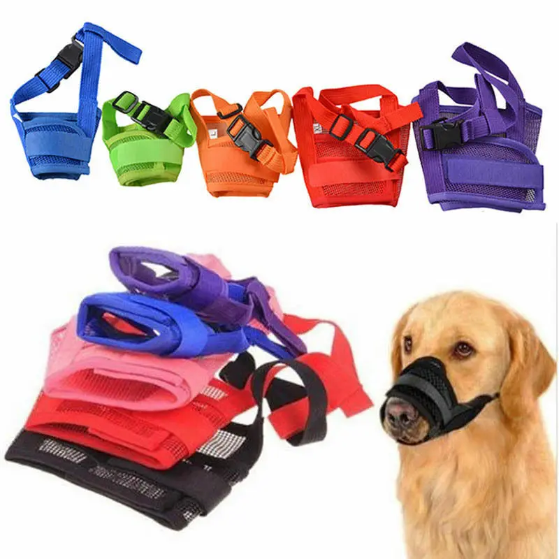 Bozal para perros ajustable, bozal de malla transpirable para perros, bozal anti-ladrar morder, bozales para masticar para perros, productos de entrenamiento, accesorios para mascotas, 1 ud.