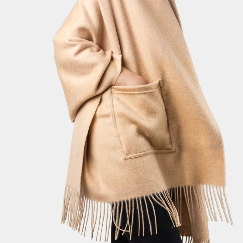 Wool Shawl Women Cloak Female Warm Thick Long Scarf Multifunction Pashmina Winter Warp Outdoor Adult Fashion Solid Poncho |