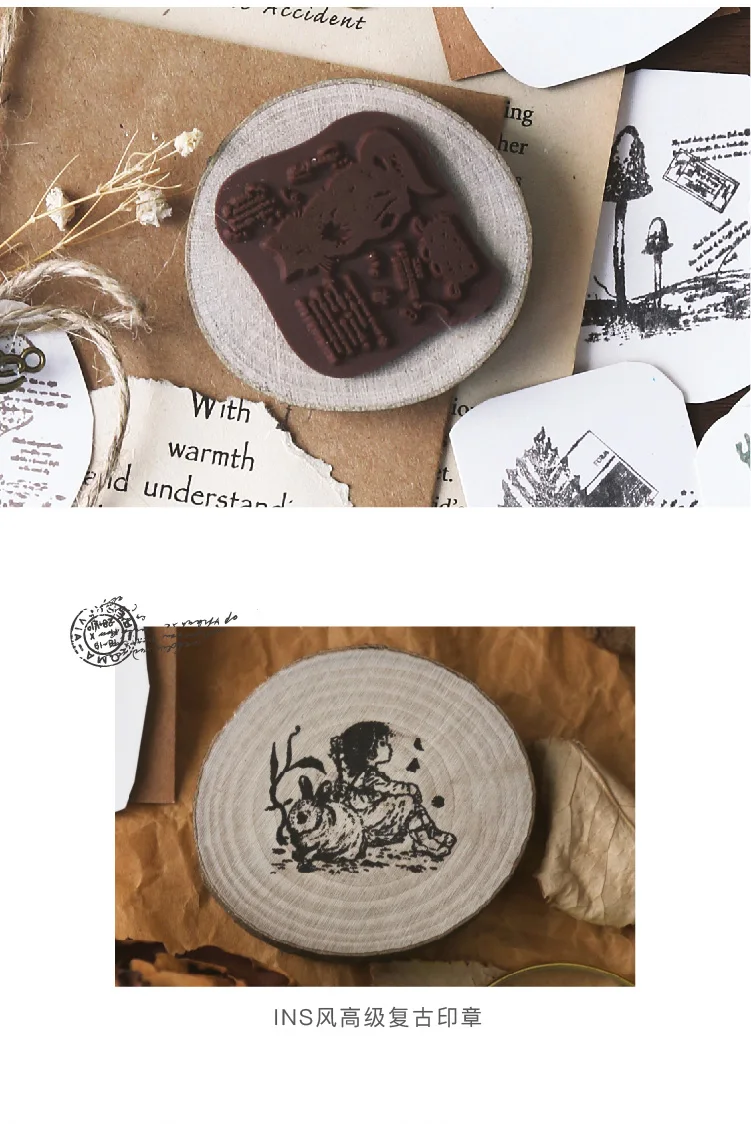 Vintage Natural Plants Rabbit Cat decoration stamp wooden rubber stamps for scrapbooking stationery DIY craft standard stamp