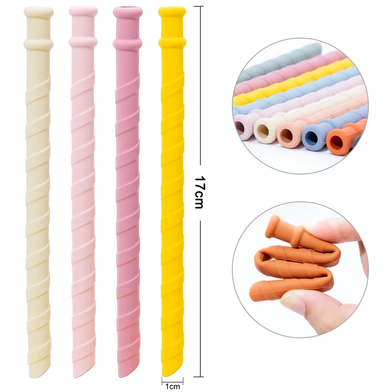 2022 Children's Silicone Spiral Straw Drinking Cup Straw Baby Easy To Clean Soft Silicone Customizable Logo Food Grade Silicone 6