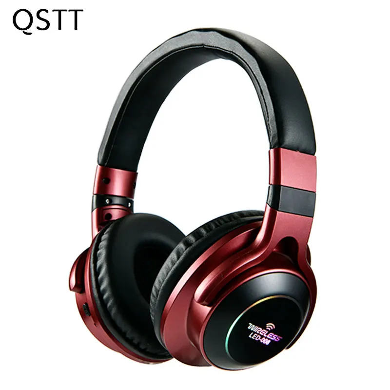 LED 008 Light Wireless Bluetooth Headphones 3D Stereo Earphone With Mic Over Ear Headset Support TF Card FM Mode AUX Audio Jack
