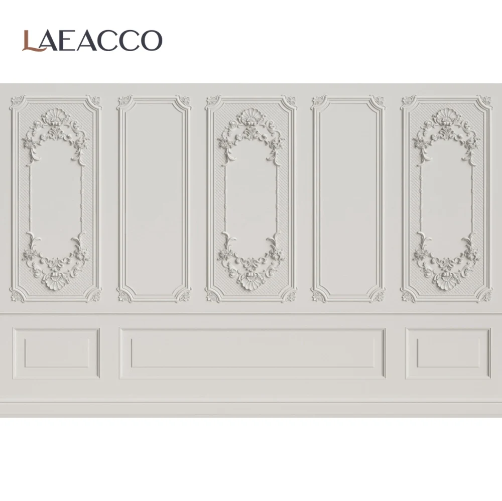 

Laeacco Old Vintage White Chic Wall Flowers Wedding Party Home Decor Pattern Photographic Background Photo Backdrop Photo Studio