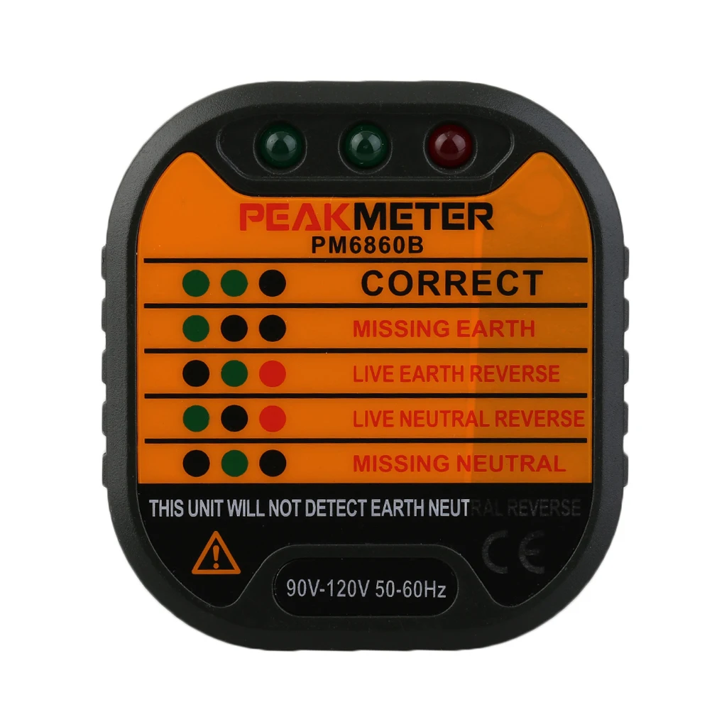 

PM6860B Portable Professional Sockets Detector Tester US Plug Type Convenient Line Detector 90-120V 50-60Hz
