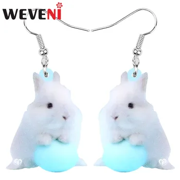 

WEVENI Acrylic White Easter Eggs Hare Rabbit Bunny Pet Earrings Cute Animal Dangle Drop Jewelry Women Kids Classic Festival Gift