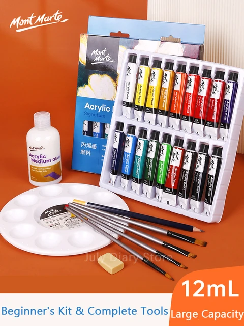 12 Colors Professional Acrylic Paint Set for Artist Painter Drawing With 2  Brush - AliExpress