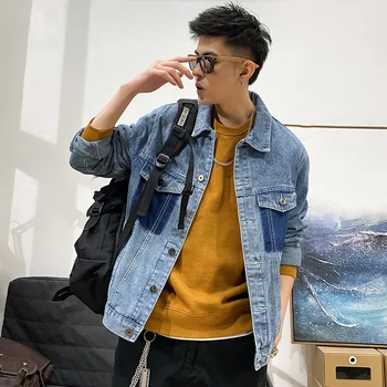 

Men's jacket for spring 2020, clash colors, all-in-one denim jacket, loose, casual, stylish, personalized youth menswear