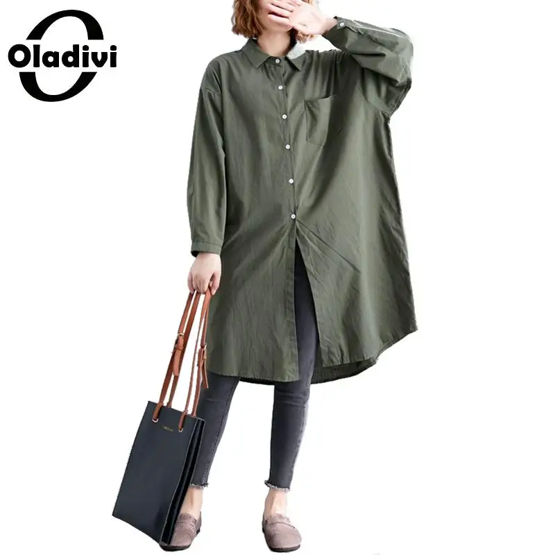 

Oladivi Plus Size Women Clothing Ladies Cotton Linen Blouse Shirt Spring Autumn New Casual Loose Top Tees Female Blusas 7 Colors