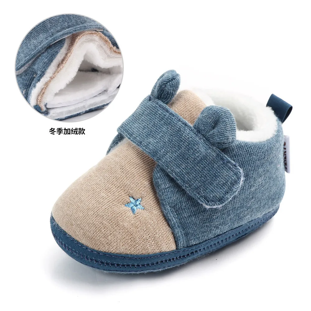Детская обувь; нескользящие зимние теплые детские ботинки с рисунками из мультфильмов; грязеотталкивающая обувь с волшебным ремнем для новорожденных; зимняя обувь для новорожденных - Цвет: blue