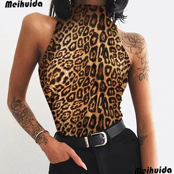 

sexy sleeveless women leopard women bodysuit top skinny rompers body suits femme