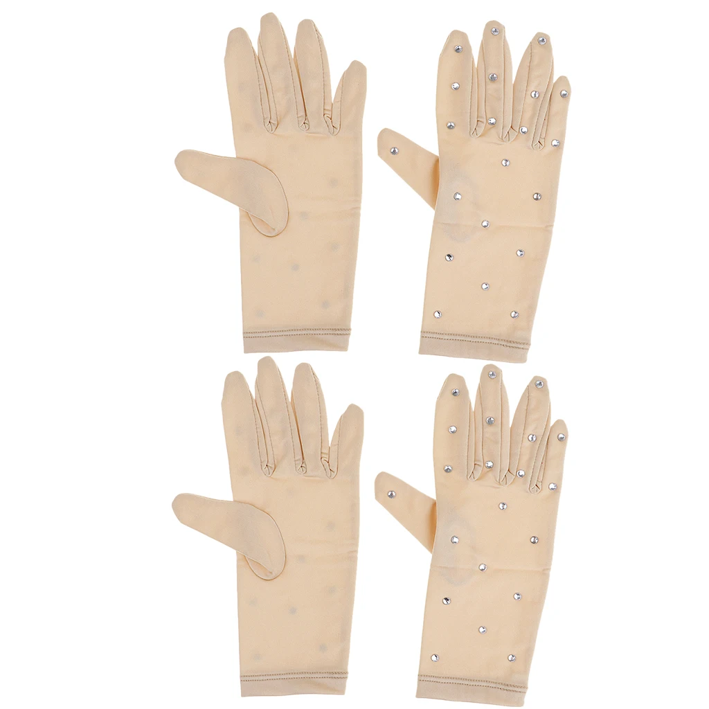 2 Pair Figure/ice Skating Gloves with Rhinestones Dinner Party Banquet Glove