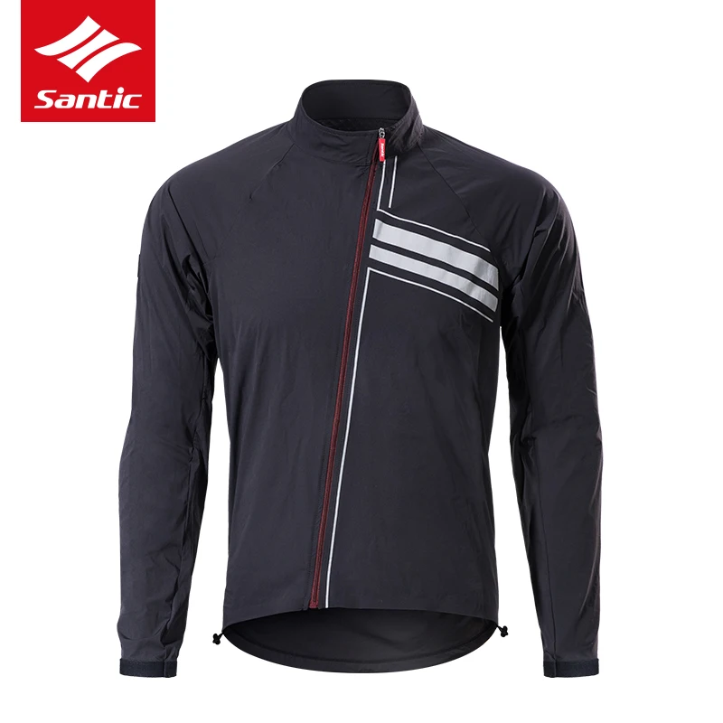 

Santic Men Cycling Sports Skin Clothing black Road Bike Light Waterproof Breathable Comfort Spring and Autumn