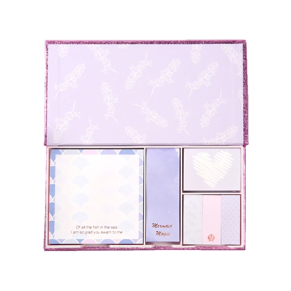 Mermaid Theme Self-Stick Note Pads Set Pop Up Notes Cubes Sticky Notepad Dispenser Holder for Page Marker Daily Memos | Канцтовары для
