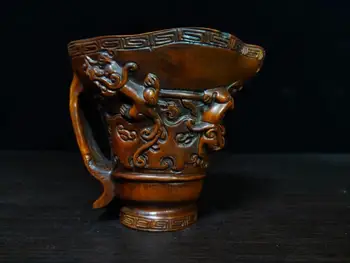 

wedding decoration Chinese Boxwood Seikos Wood Carving kettle Unicorn statue