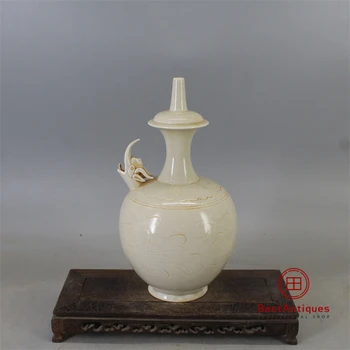 

Song Dingyao Official Characters White Glaze Carved Animal Flower Vase Antique Vase Decoration Porcelain Collection Home Decor