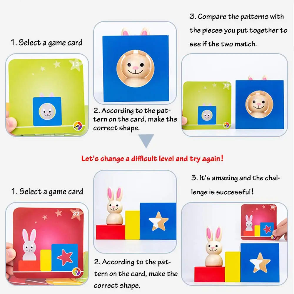 Rabbit Magic Box Bunny Puzzle Boxes Wooden Puzzle Parent-Child Interactive Tabletop Game Toy for Kids