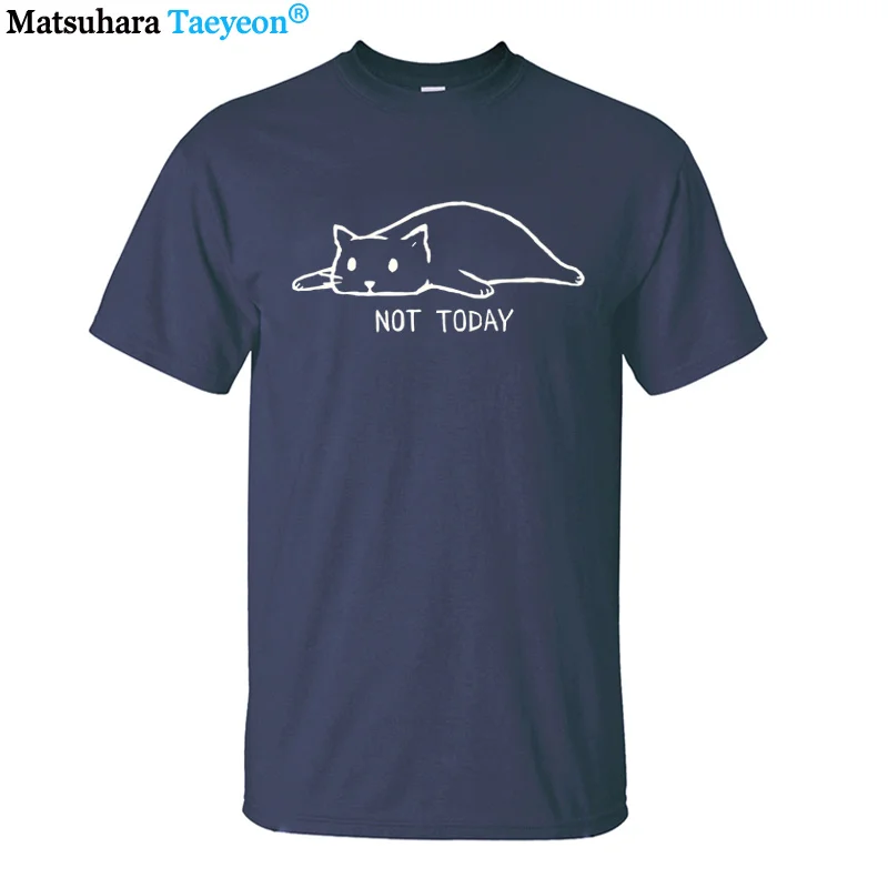 Футболка мужская летняя с надписью Not Today модная тенниска принтом ленивого кота