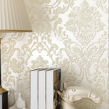 

Luxury 3d embossed damask non-woven wallpaper roll european style bedroom living room tv background wallpaper gold home decor