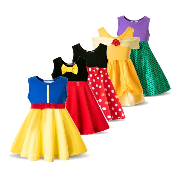 Летняя одежда для маленьких девочек платье в горошек для малышей Детское платье костюм принцессы на Хэллоуин, платья для девочек, повседневная одежда