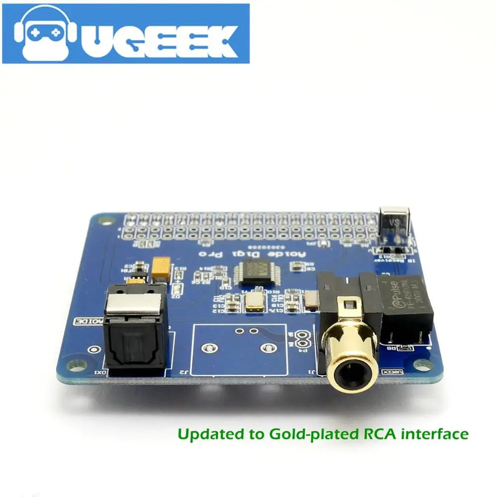 UGEEK AOIDE HIFI Digi Pro цифровая звуковая карта для Raspberry Pi 4B/3B +/3B/2B | Два осциллятора I2S SPDIF