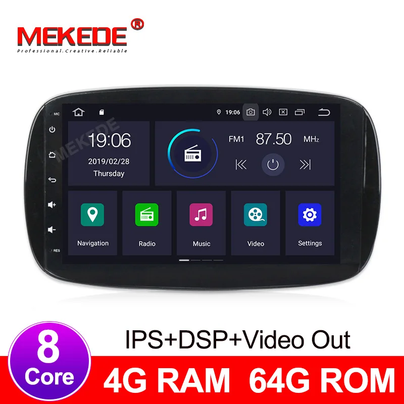 

Android 9.0 4+64G IPS DSP Car GPS Navigation System Radio Stereo for Mercedes Benz Smart Fortwo C453 A453 W453 2015 -2018