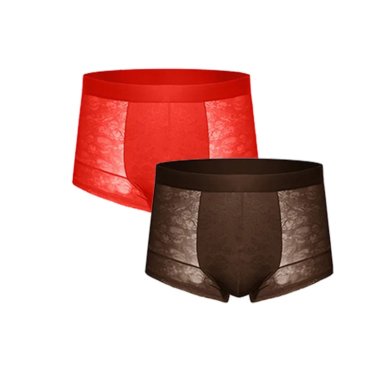 H IYUNYI 2 шт./лот открытый Шелковый бесшовный Мужской Нижнее белье тонкие бесследные мужские боксеры шорты Прозрачные U выпуклые Cuecas Calzoncillos - Цвет: H