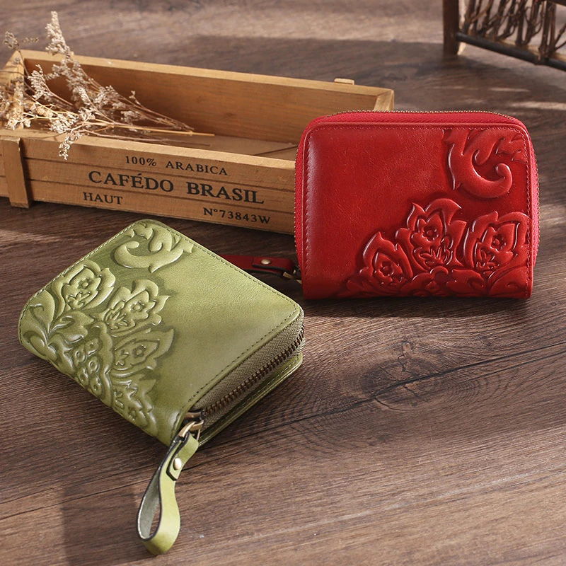 Cartera piel auténtica con mujer, tarjetero, monedero|Carteras| - AliExpress