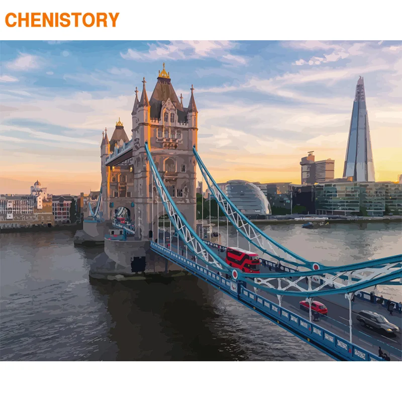 CHENISTORY Рамка Картина Сделай Сам картина по номерам город Набор для создания пейзажа акриловая Раскраска по номерам Картина Настенная живопись холст для дома - Цвет: 190718-08