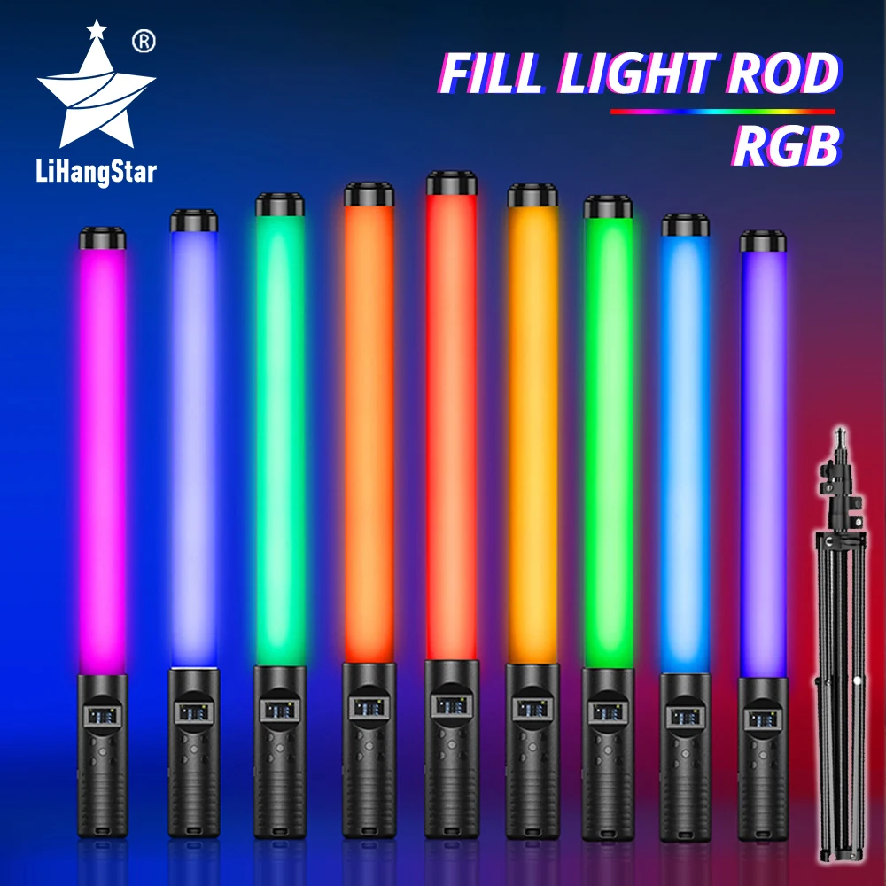 LED Fill Light Stick RGB Color Photography Fill Light Portable Handheld  with Remote Control Rechargeable Battery Live Video